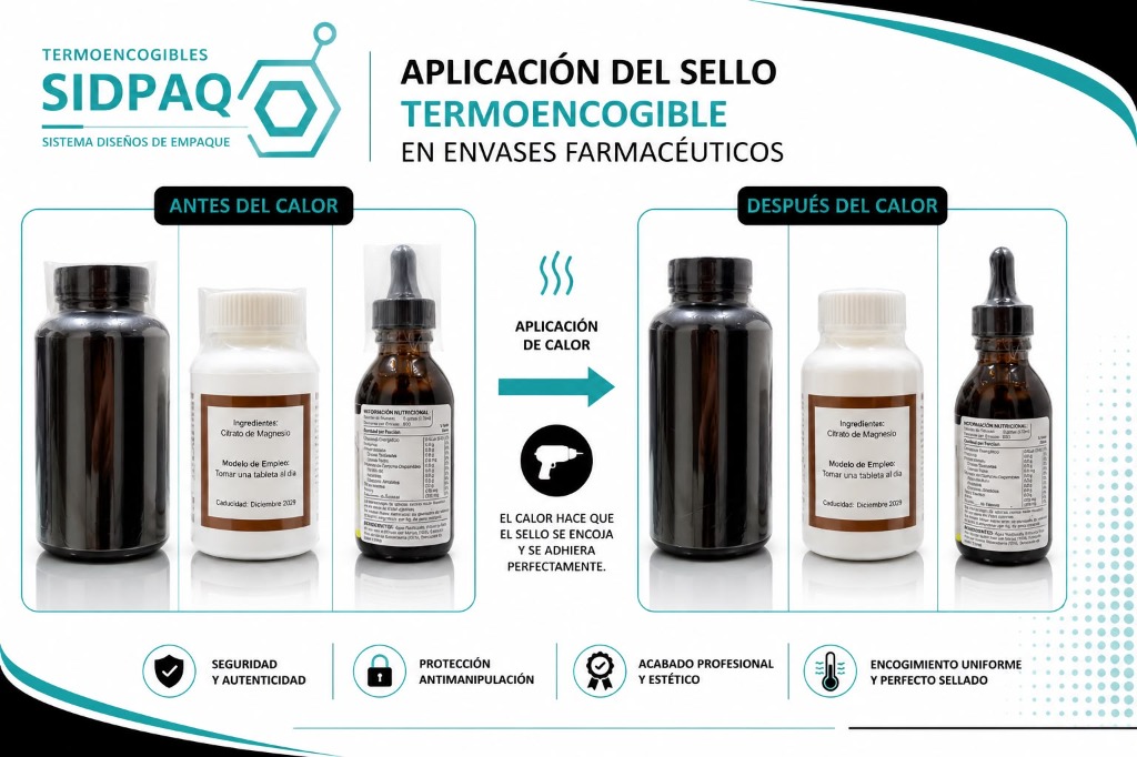 Sellos termoencogibles en envases farmacéuticos y goteros