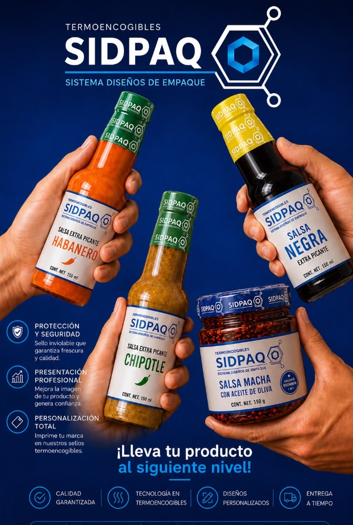 Sellos termoencogibles en boquillas de botellas de salsas